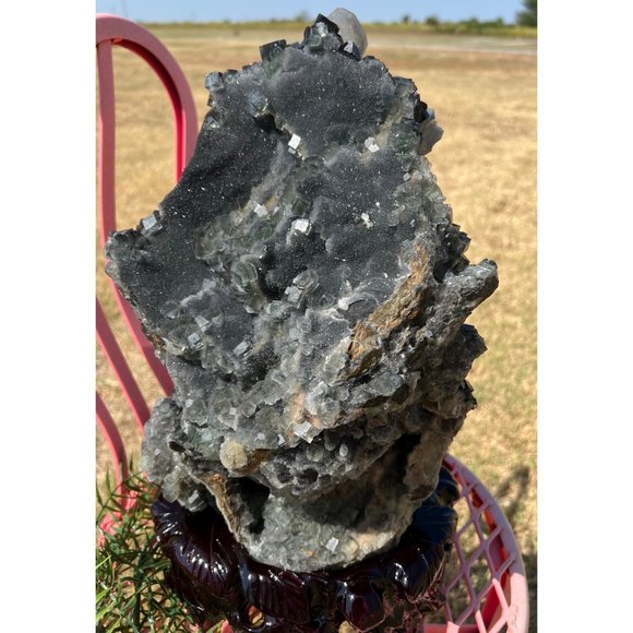 XL Sugar Fluorite Specimen w/Calcite - Picture 5 of 11